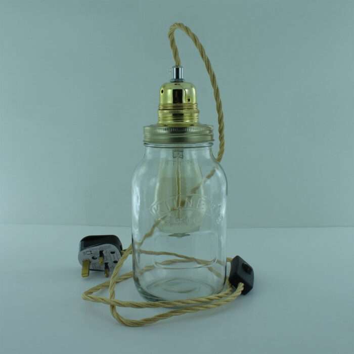 Edison Bulb Vintage Industrial Pendant Light Mason Kilner Jam Jar Rustic Lamp G1 - Image 3