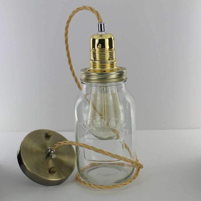 Edison Bulb Vintage Industrial Pendant Light Mason Kilner Jam Jar Rustic Lamp G1 - Image 5