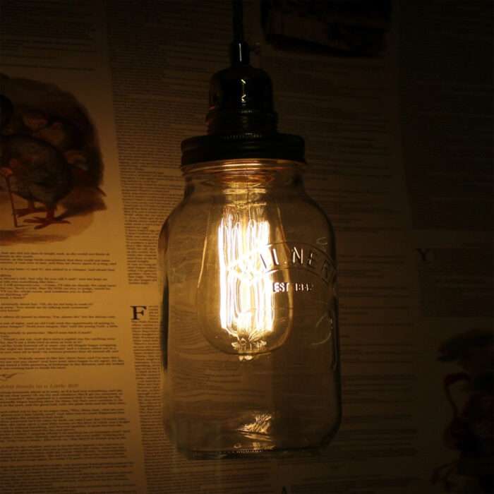 Edison Bulb Vintage Industrial Pendant Light Mason Kilner Jam Jar Rustic Lamp G1 - Image 8