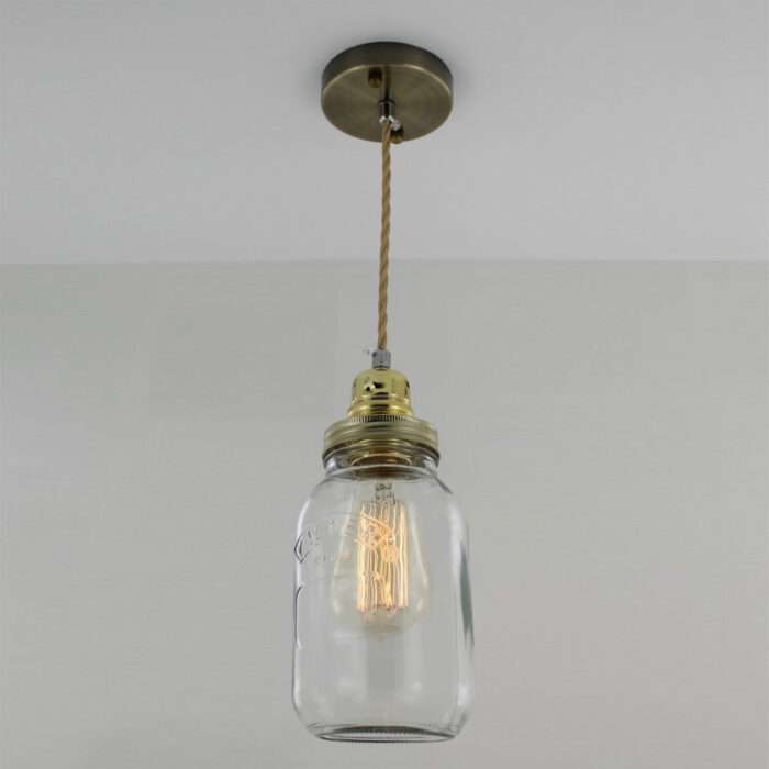 Edison Bulb Vintage Industrial Pendant Light Mason Kilner Jam Jar Rustic Lamp G1