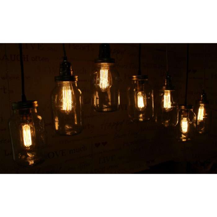 Edison Bulb Vintage Industrial Pendant Light Mason Kilner Jam Jar Rustic Lamp G1 - Image 9