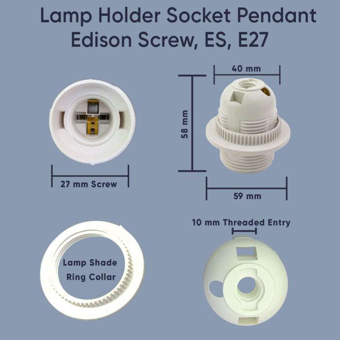 Edison Screw ES E27 M10 Light Bulb Lamp Holder Pendant Socket Lampshade Collar - Image 7