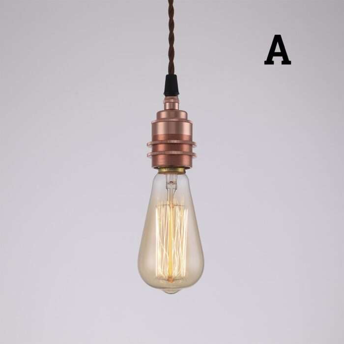 Industrial Edison Vintage Art Deco Pendant Light, Lamp, Fabric Cord - Image 2