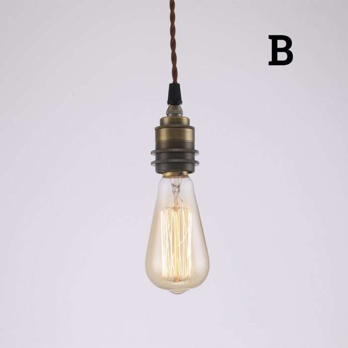 Industrial Edison Vintage Art Deco Pendant Light, Lamp, Fabric Cord - Image 5