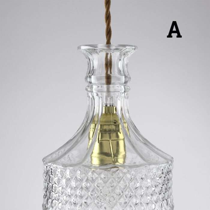 Decanter Perfume Glass Bottle Pendant Lamp With Fabric Cord Retro Ceiling Light - Image 5