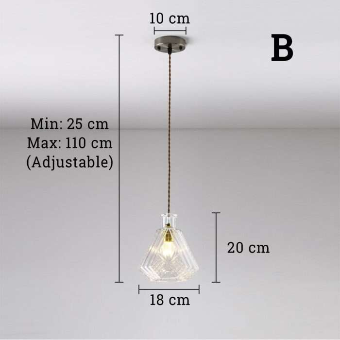 Decanter Perfume Glass Bottle Pendant Lamp With Fabric Cord Retro Ceiling Light - Image 8