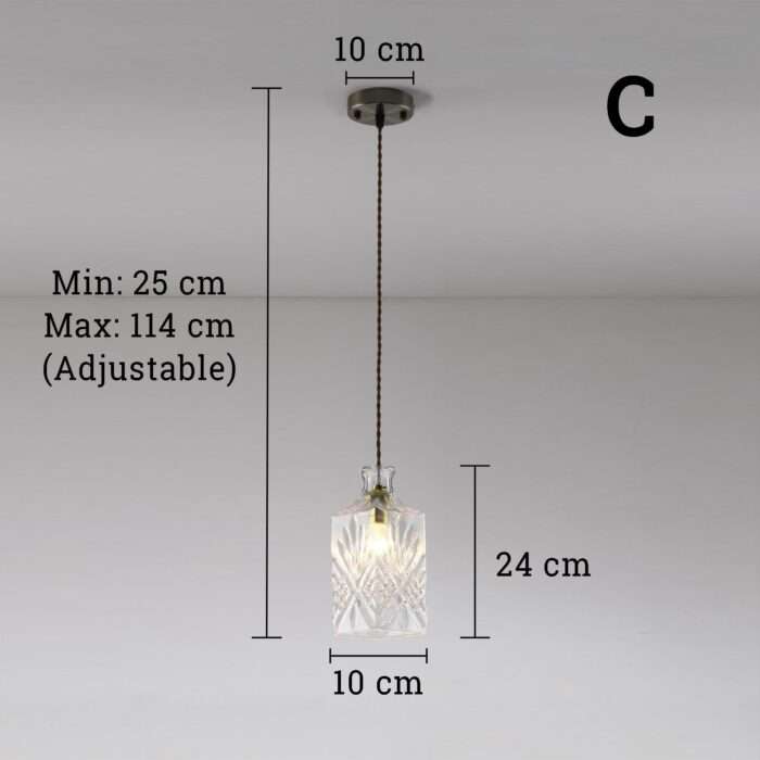 Decanter Perfume Glass Bottle Pendant Lamp With Fabric Cord Retro Ceiling Light - Image 10