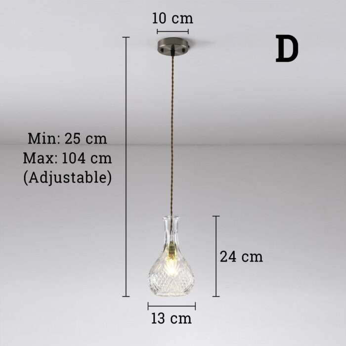 Decanter Perfume Glass Bottle Pendant Lamp With Fabric Cord Retro Ceiling Light - Image 12