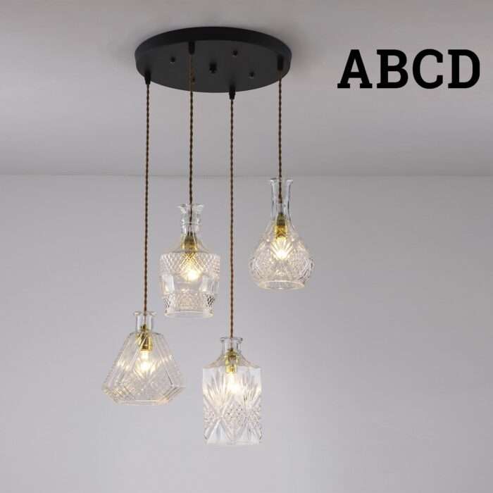 Decanter Perfume Glass Bottle Pendant Lamp With Fabric Cord Retro Ceiling Light - Image 2