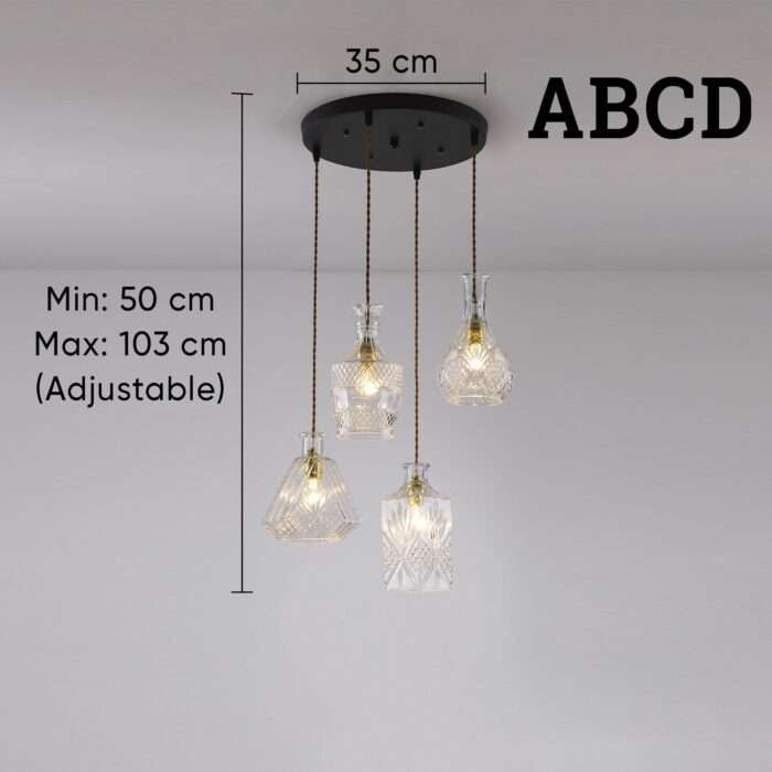 Decanter Perfume Glass Bottle Pendant Lamp With Fabric Cord Retro Ceiling Light - Image 4