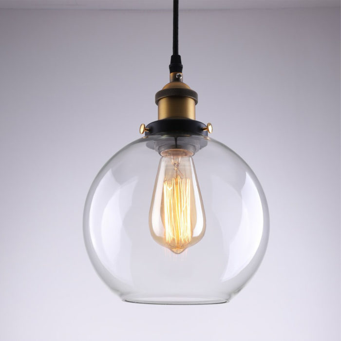 Modern Vintage Industrial Retro Loft Glass Ceiling Round Shade Pendant Light