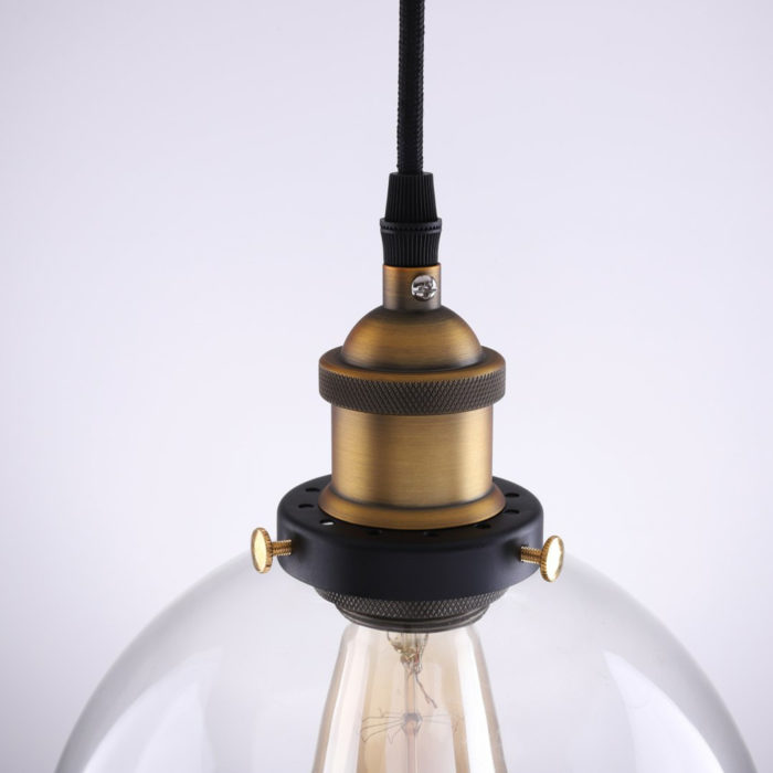 Modern Vintage Industrial Retro Loft Glass Ceiling Round Shade Pendant Light - Image 2