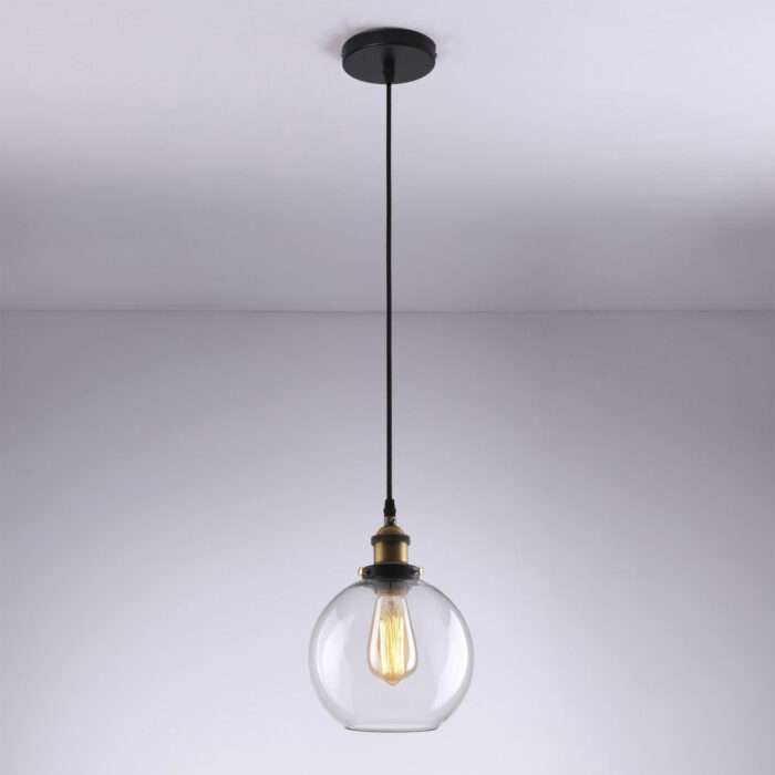 Modern Vintage Industrial Retro Loft Glass Ceiling Round Shade Pendant Light - Image 3