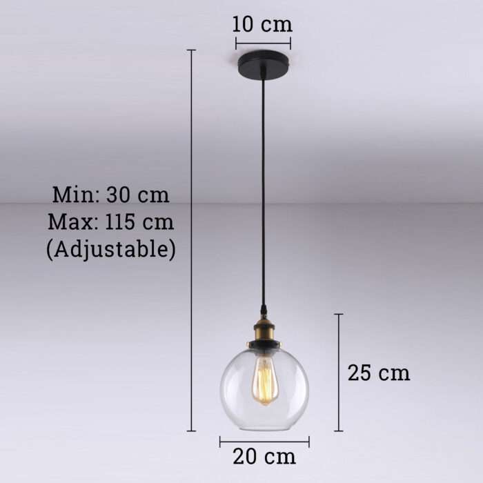 Modern Vintage Industrial Retro Loft Glass Ceiling Round Shade Pendant Light - Image 4