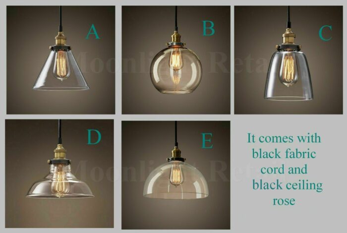 New Modern Vintage Industrial Retro Loft Glass Ceiling Lamp Shade Pendant Light - Image 3