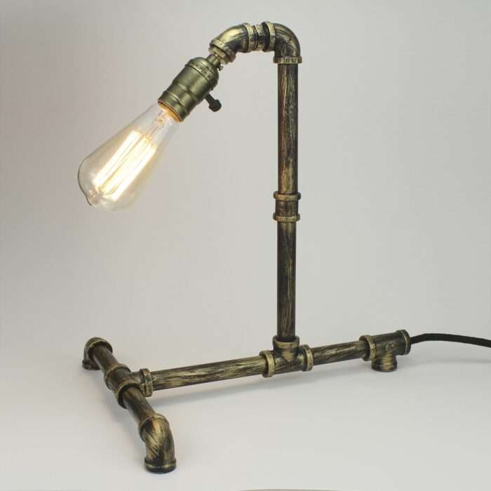 Vintage Industrial Retro Style Steel Pipe Desk Table Lamp Light Edison Steampunk - Image 9