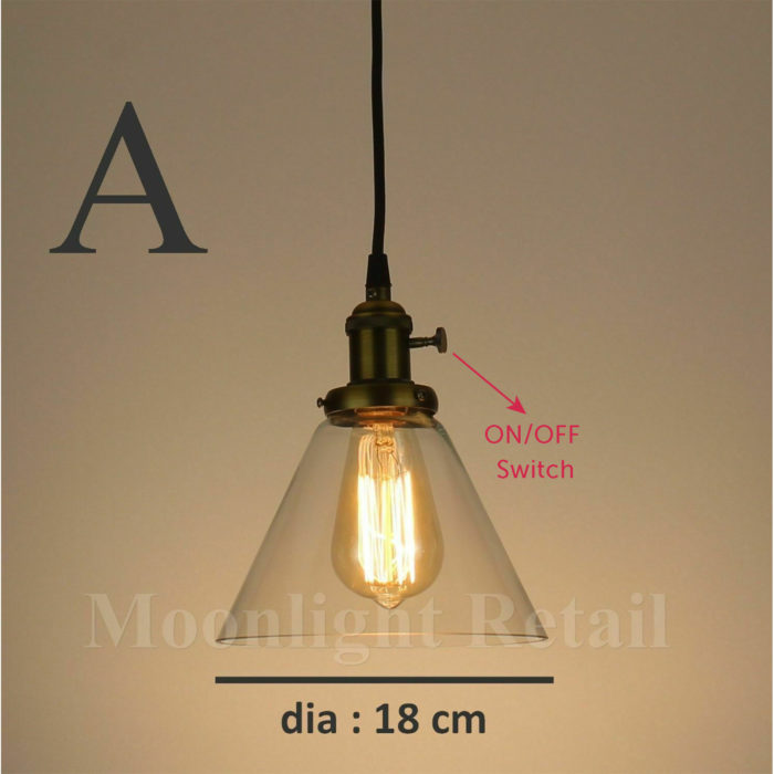 New Modern Vintage Industrial Retro Loft Ball Glass Shade Pendant Light Antique - Image 7