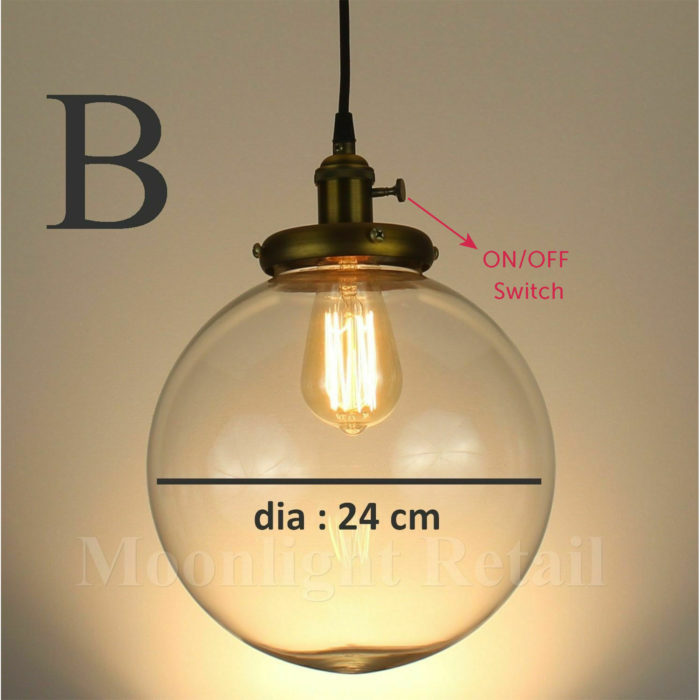 New Modern Vintage Industrial Retro Loft Ball Glass Shade Pendant Light Antique - Image 8