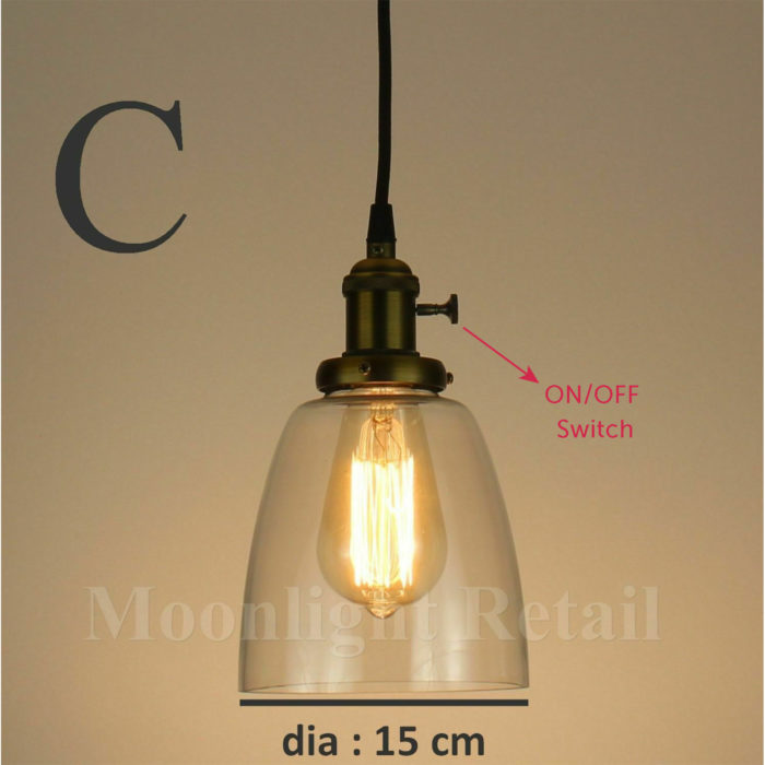 New Modern Vintage Industrial Retro Loft Ball Glass Shade Pendant Light Antique - Image 9