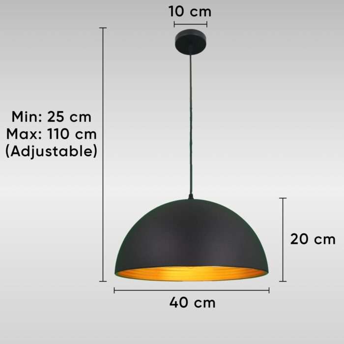 Modern Vintage Industrial Retro Loft Metal Ceiling Lamp Pendant Gold Black Dome - Image 4