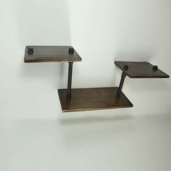 Industrial Urban Style Galvanised Steel Pipe Book Shelf Wooden Shelving - Image 2