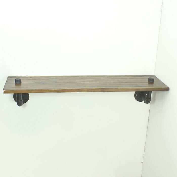 Industrial Urban Style Galvanised Steel Pipe Book Shelf Storage Wooden - Image 4