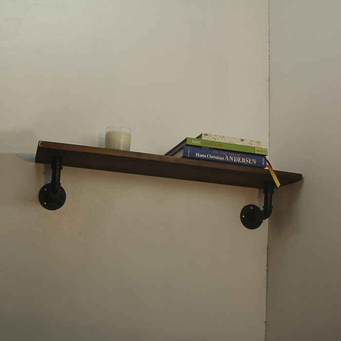 Industrial Urban Style Galvanised Steel Pipe Book Shelf Storage Wooden - Image 9