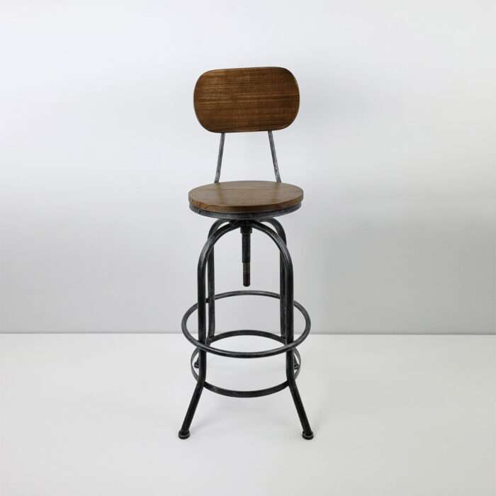 Rustic Industrial Bar Stool Wooden Top Shabby Vintage Chic Kitchen Chair Silver - Image 5