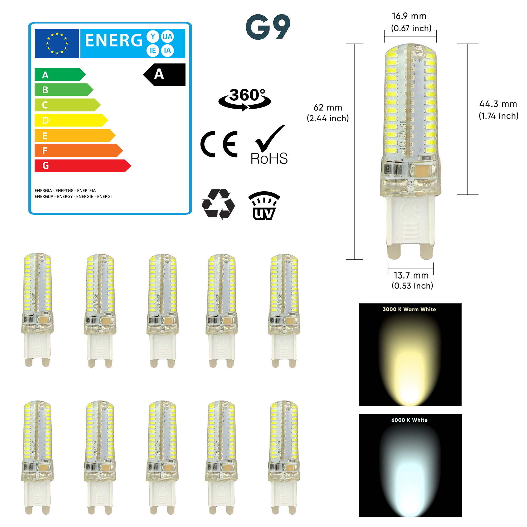 1 5 10 X G9 3W 5W 7W LED Capsule Bulb Replace Light Lamps AC220-240V