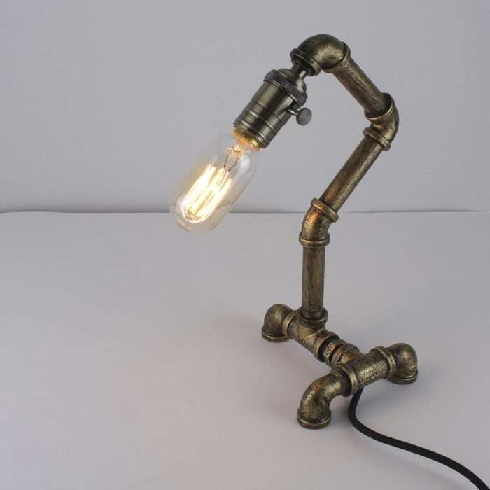 Vintage Industrial Retro Style Steel Pipe Desk Table Lamp Light Edison Steampunk - Image 5