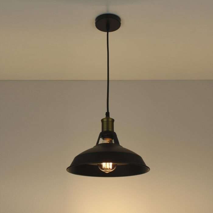 Modern Vintage Industrial Metal Ceiling Light Black Shade Pendant Bronze