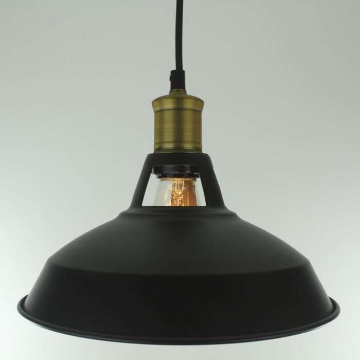 Modern Vintage Industrial Metal Ceiling Light Black Shade Pendant Bronze - Image 4