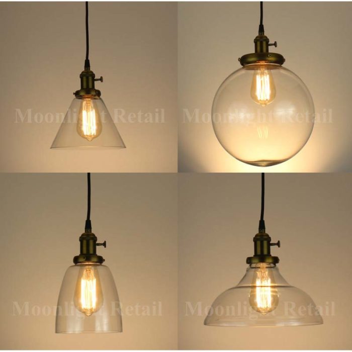 New Modern Vintage Industrial Retro Loft Ball Glass Shade Pendant Light Antique