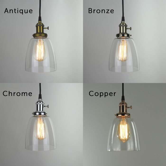 Vintage Industrial Ceiling Lamp Cafe Glass Pendant Light Shade Lighting Fixture