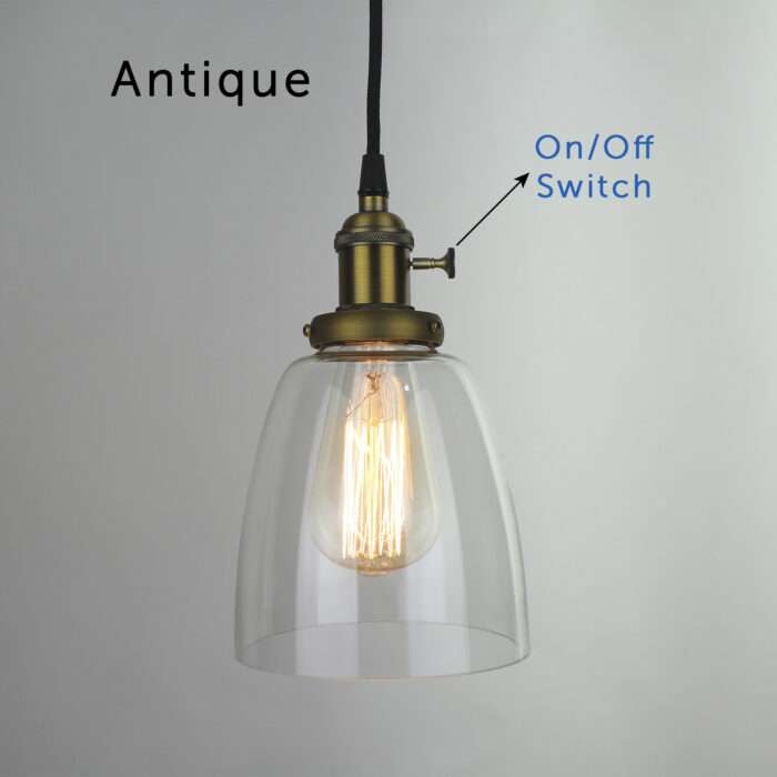 Vintage Industrial Ceiling Lamp Cafe Glass Pendant Light Shade Lighting Fixture - Image 3