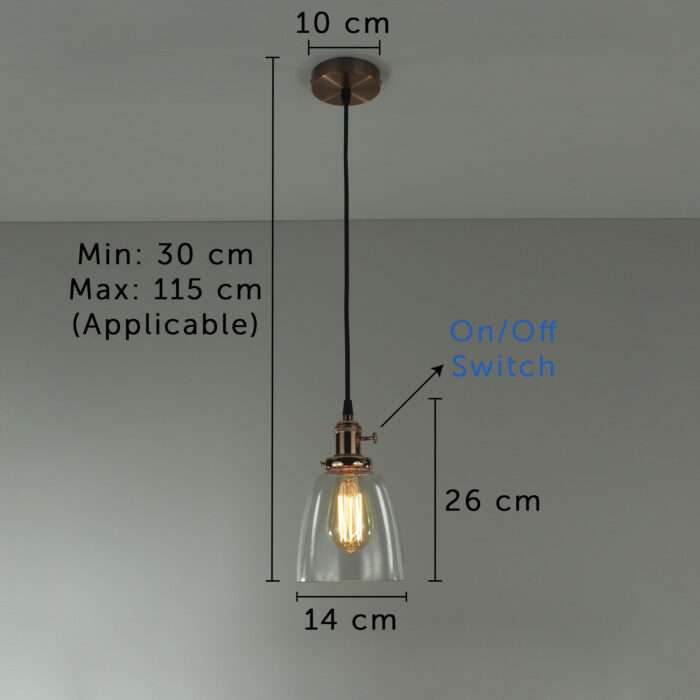 Vintage Industrial Ceiling Lamp Cafe Glass Pendant Light Shade Lighting Fixture - Image 10