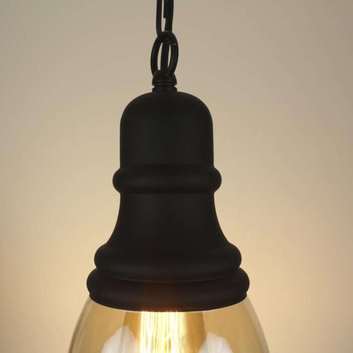 New Vintage Industrial Retro Loft Amber Glass Shade Pendant Light With Chain - Image 9