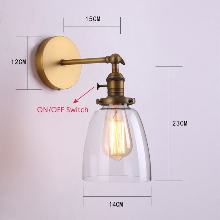 Industrial Vintage Wall Lamp Sconce Antique Brass Copper Chrome Light wth Switch - Image 3