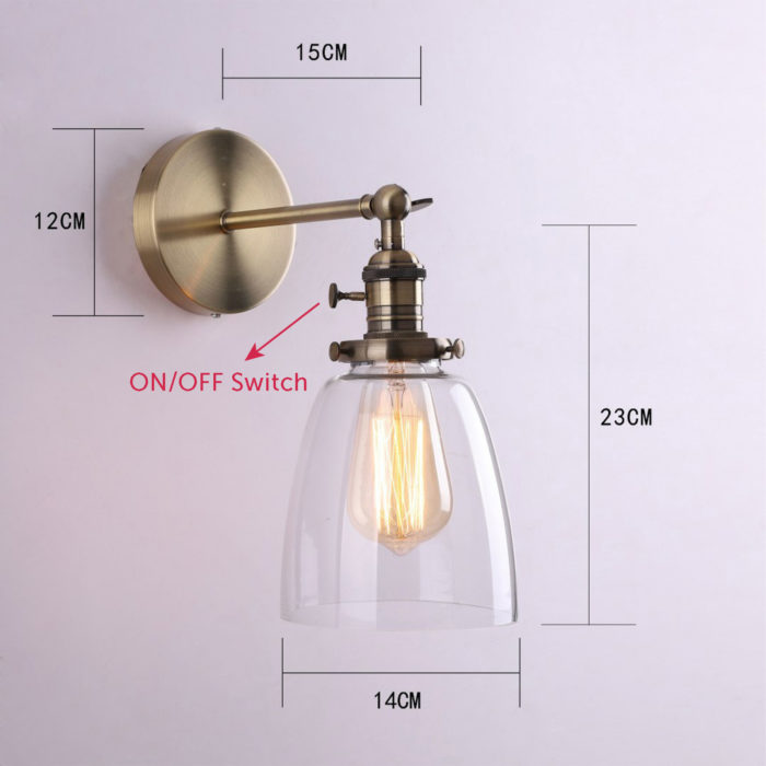 Industrial Vintage Wall Lamp Sconce Antique Brass Copper Chrome Light wth Switch - Image 5