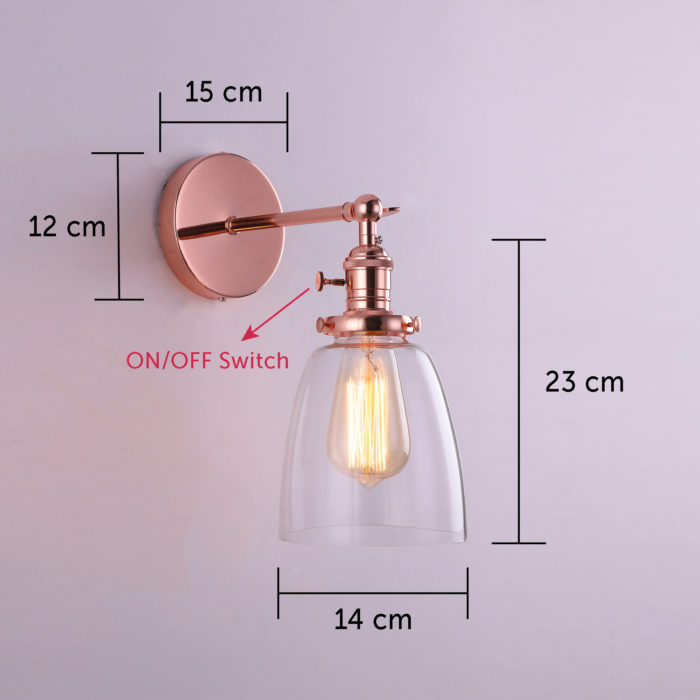 Industrial Vintage Wall Lamp Sconce Antique Brass Copper Chrome Light wth Switch - Image 7