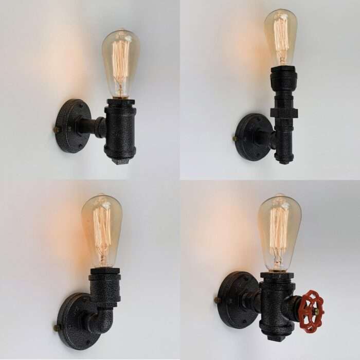 Vintage Industrial Rustic Unique Style Wall Light Knob Waterpipe Wall Lamp