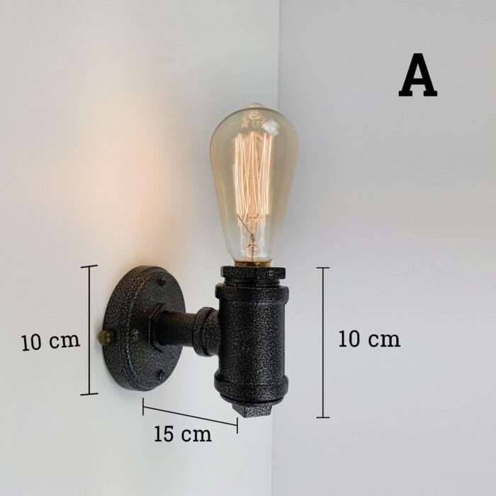 Vintage Industrial Rustic Unique Style Wall Light Knob Waterpipe Wall Lamp - Image 3