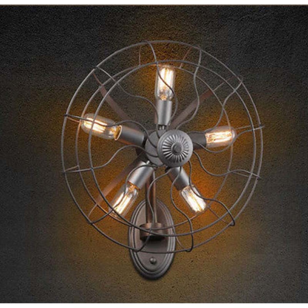 Industrial Fan Style Wall Lamp Light Black Vintage Iron Edison Light Lamp