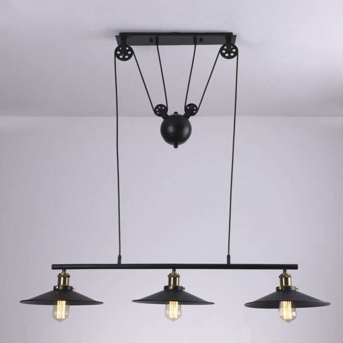 Pendant Pulley Light Industrial Vintage Ceiling Single Double Triple Island Lamp