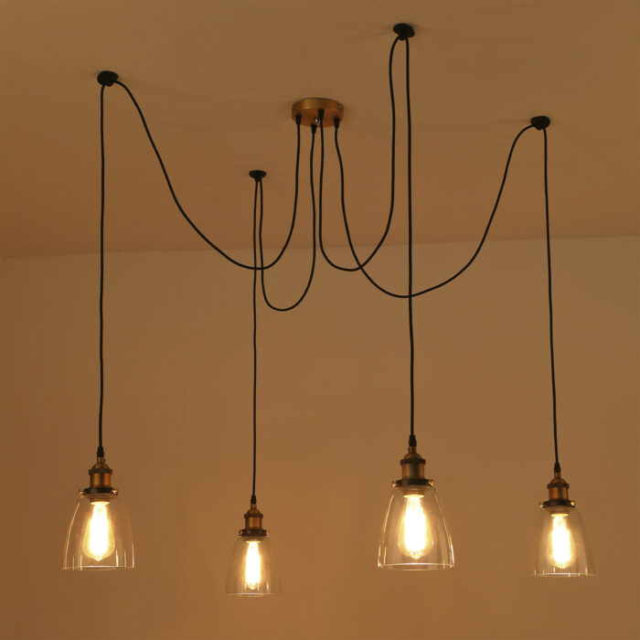 Modern Vintage Spider Industrial Retro Glass Cluster Island Suspension Chandelie