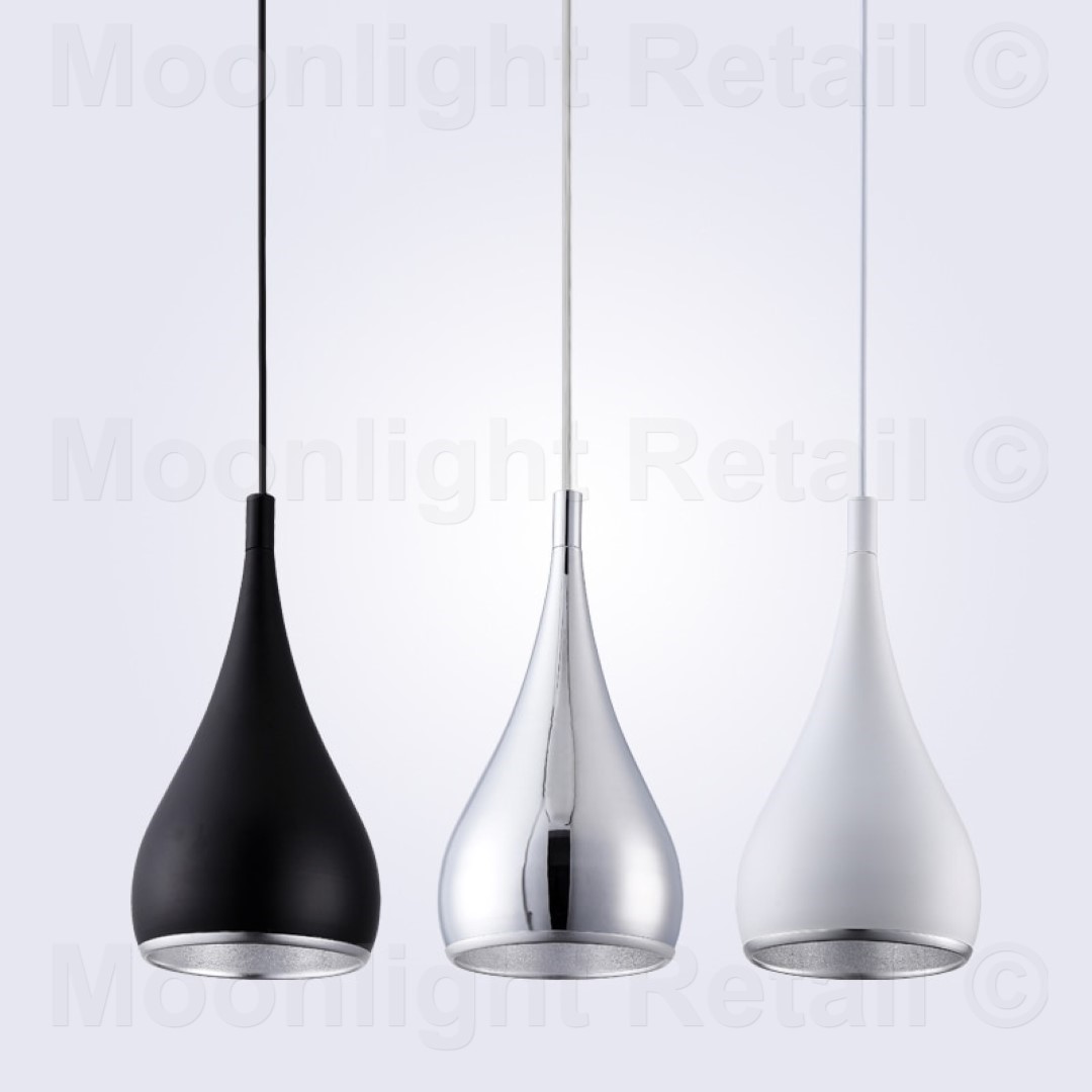 Details About New Modern Teardrop Ceiling Pendant Light Retro Loft Black Chrome White Metal