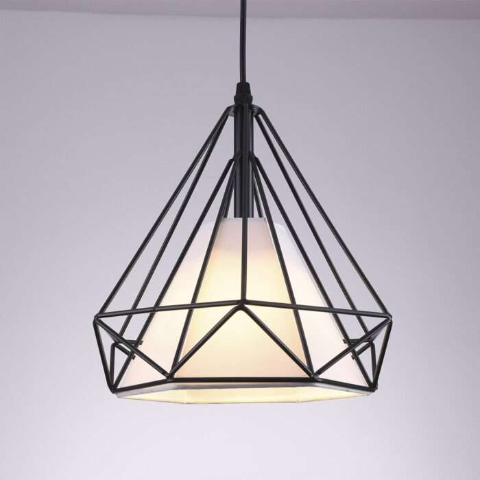 Vintage Industrial Black,Blue,Red,Yellow,White,Metal Cage Fabric Pendant Light - Image 10