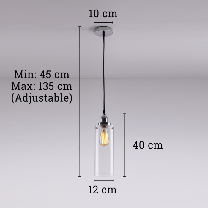 Modern Fashion Industrial Glass Shade Loft Chrome Pendant Light Ceiling Lamp - Image 4