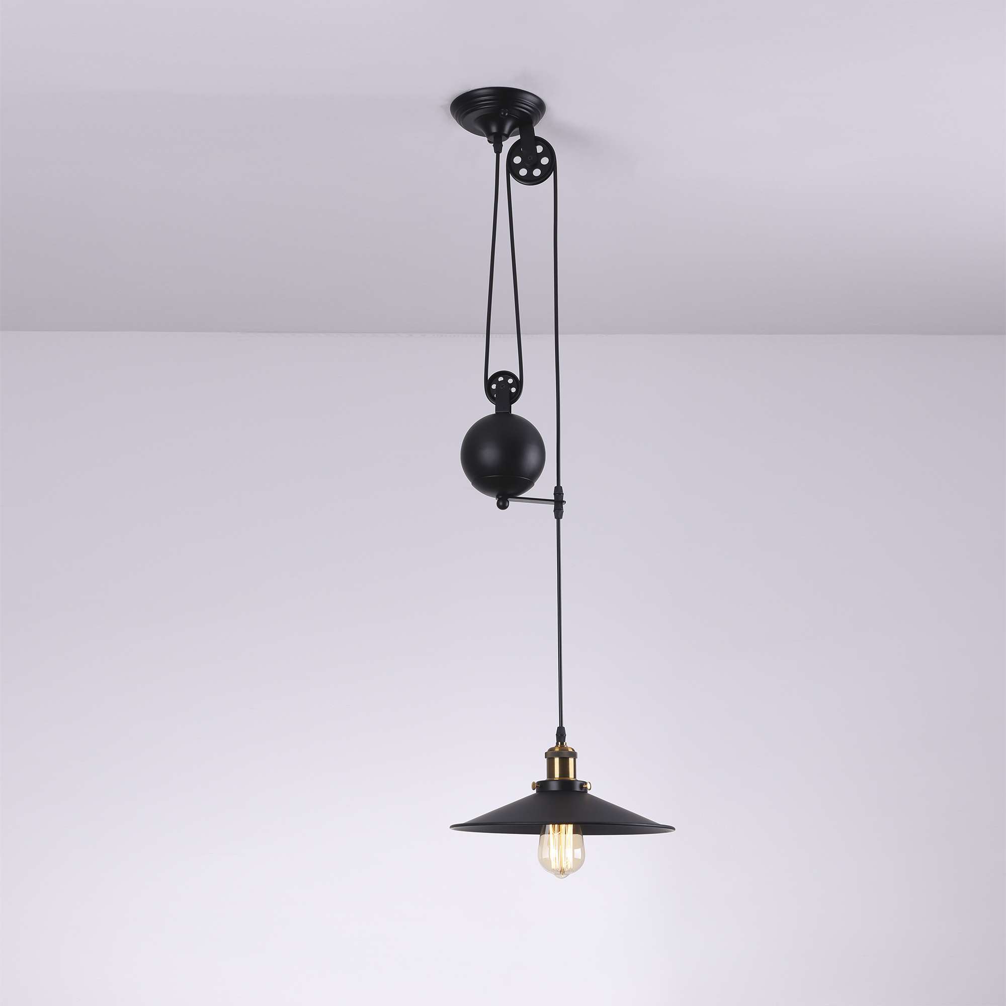 Pendant Pulley Light Industrial Vintage Ceiling Single Bulb Lights