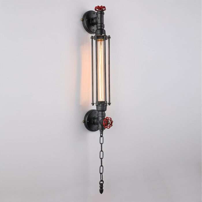 Steampunk Industrial Corridor Long Pipe Wall Lamp Retro Light Rustic Sconce - Image 2